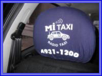 Apoyacabezas con logo y publicidad para taxis.